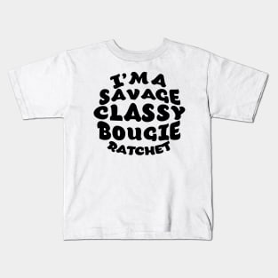 I'm a Savage Black and White Kids T-Shirt